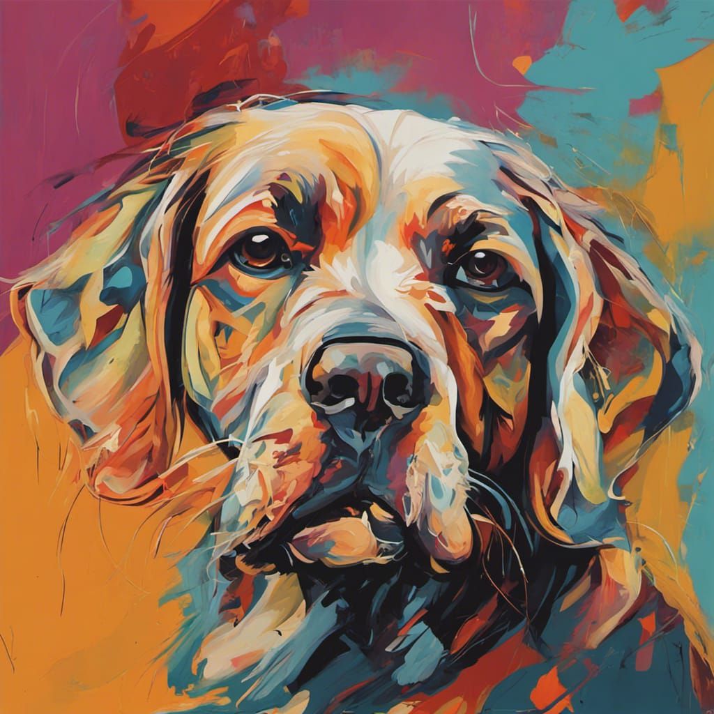 Abstract Dog Portrait in Complementary Colors