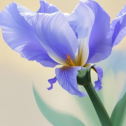 Dreamy Iris Flower Portrait in Watercolor Style