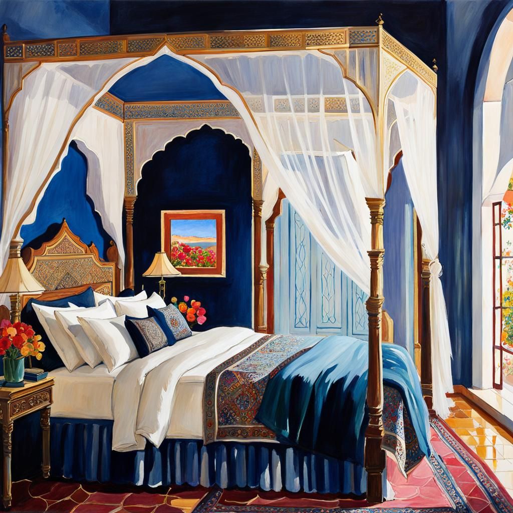 Elegant and luxurious moroccan bedroom.