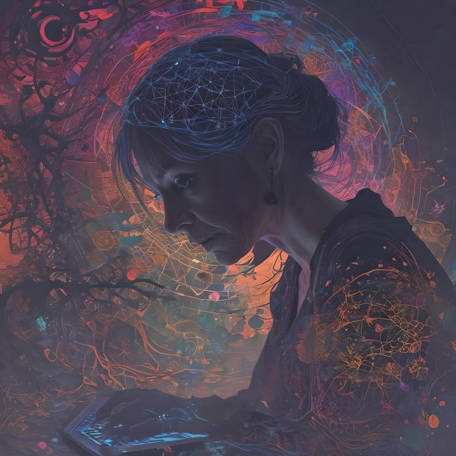 Older Woman's Digital Realm: Silhouette Art