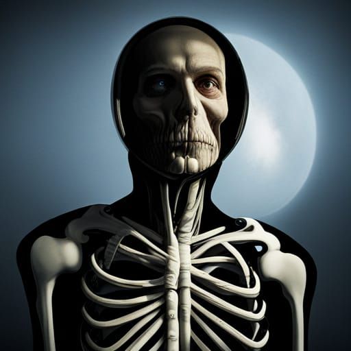 Sinister Skeleton in Infinity Mirror: Horror Art