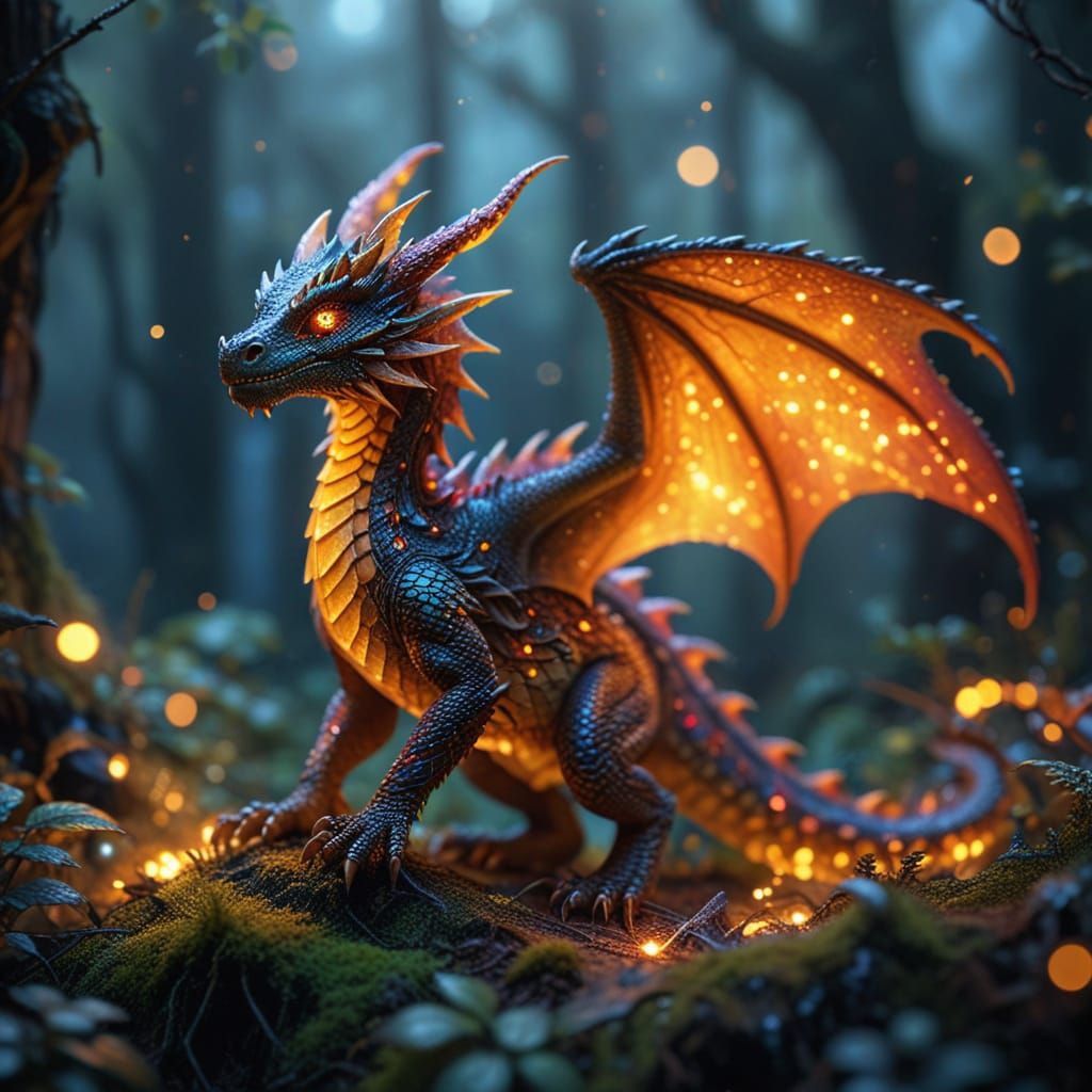 Whimsical Dragon Embarks on a Spooky Forest Adventure