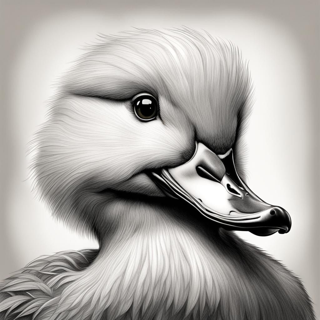 Fluffy Duck Cartoon Caricature Portrait