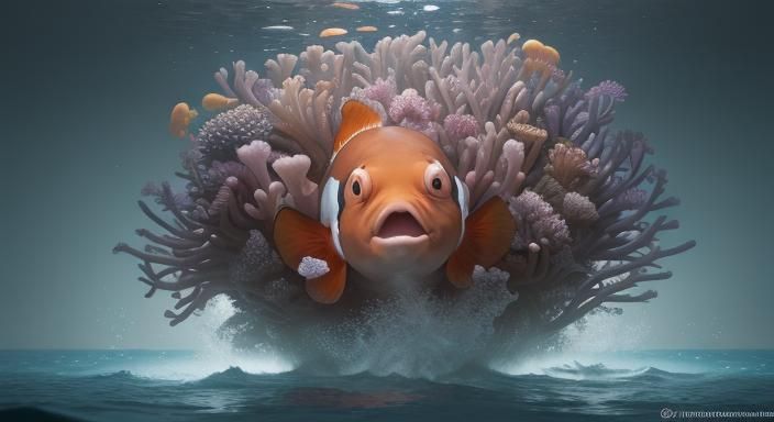 Clownfish Anemone Mobbing in Pixar Style