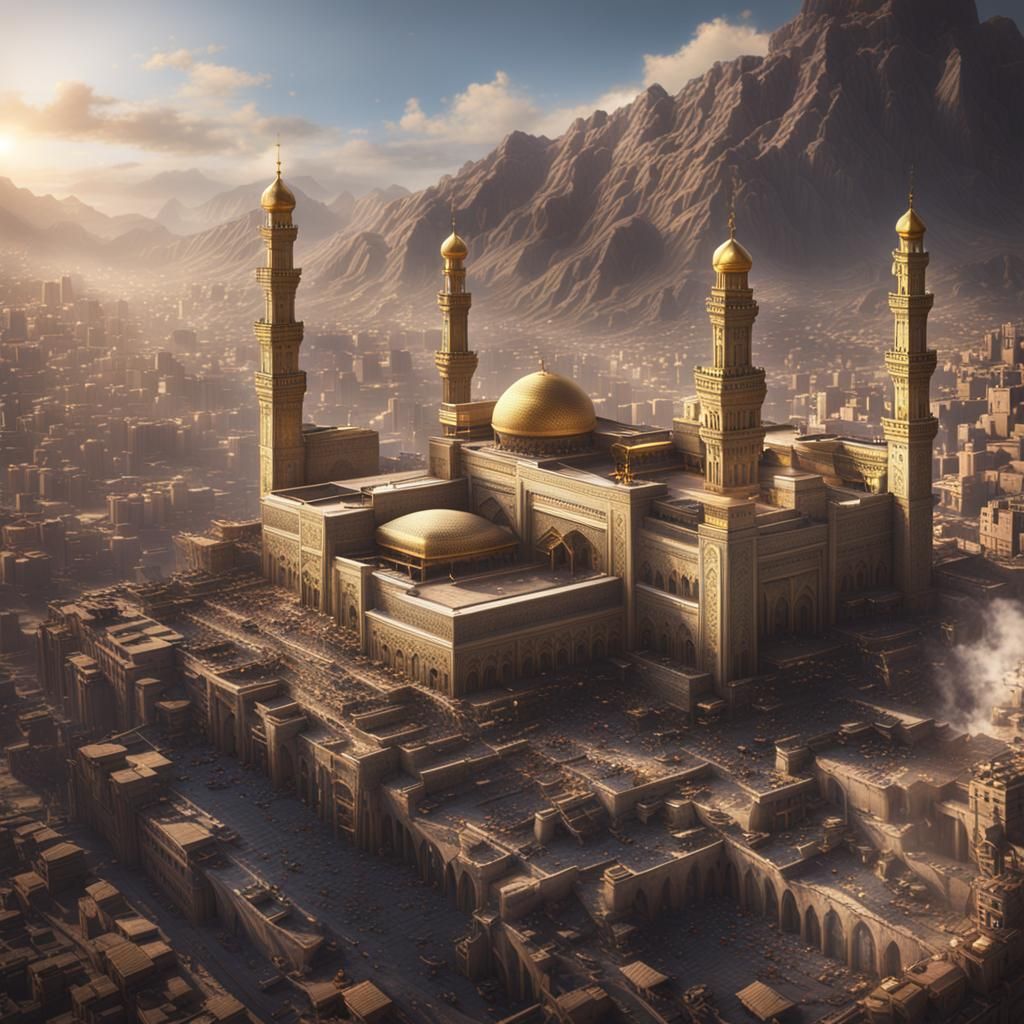 Fantastical Matte Painting of Mecca in Deep Color