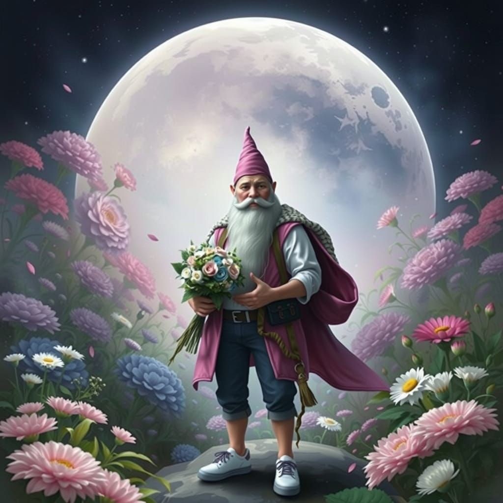 Surreal Fantasy Gnome Portrait in Whimsical Acrylic Oil Styl...