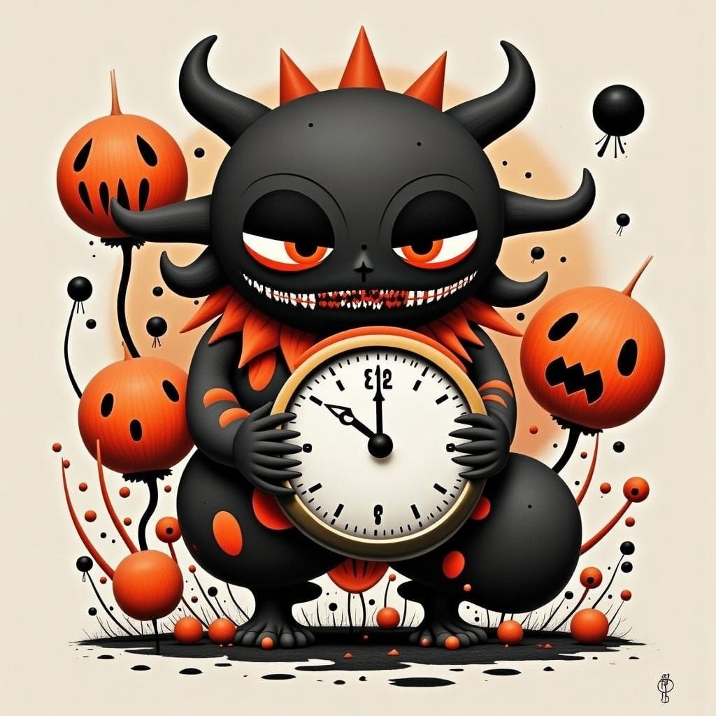 Cute Creature Holding a Clock Generated by AI