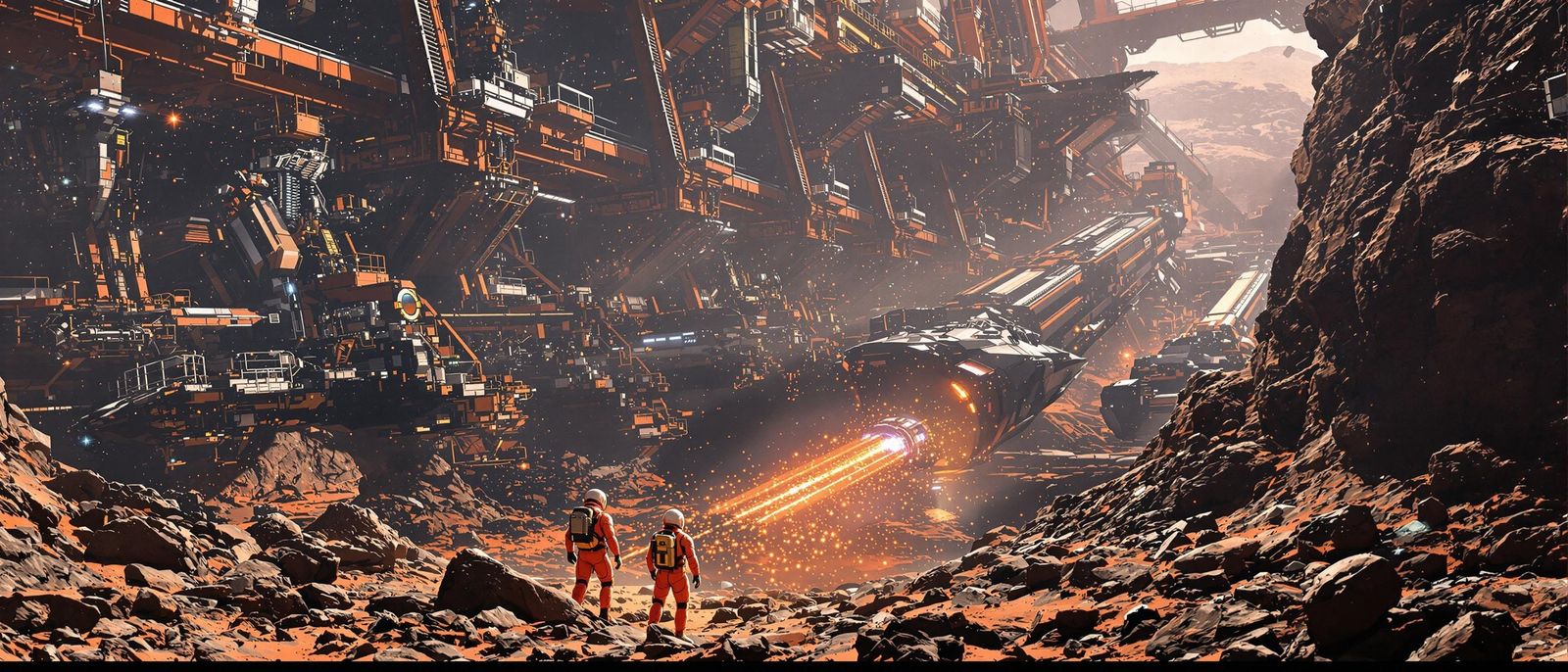 Deep Space Asteroid Mining Rig in Cinematic Style