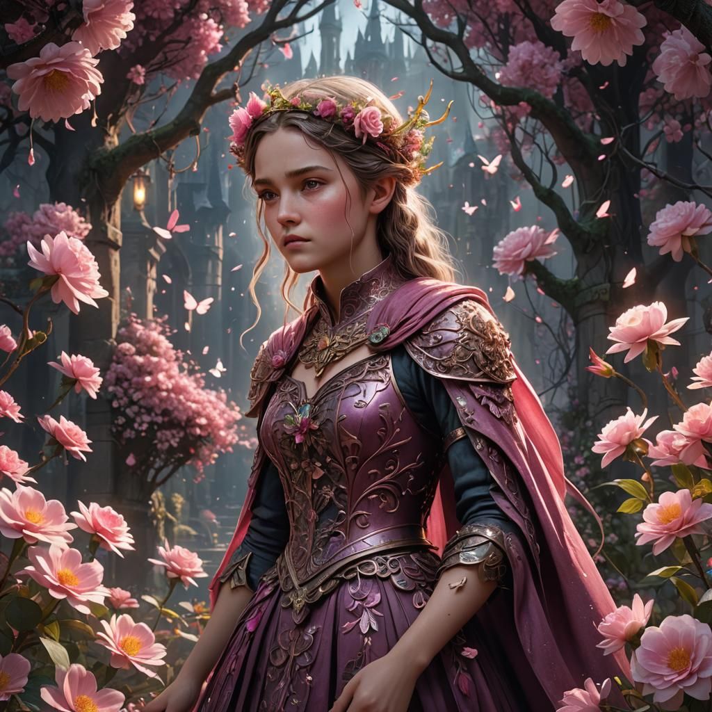 Winged Elf Girl in a Floral Glade