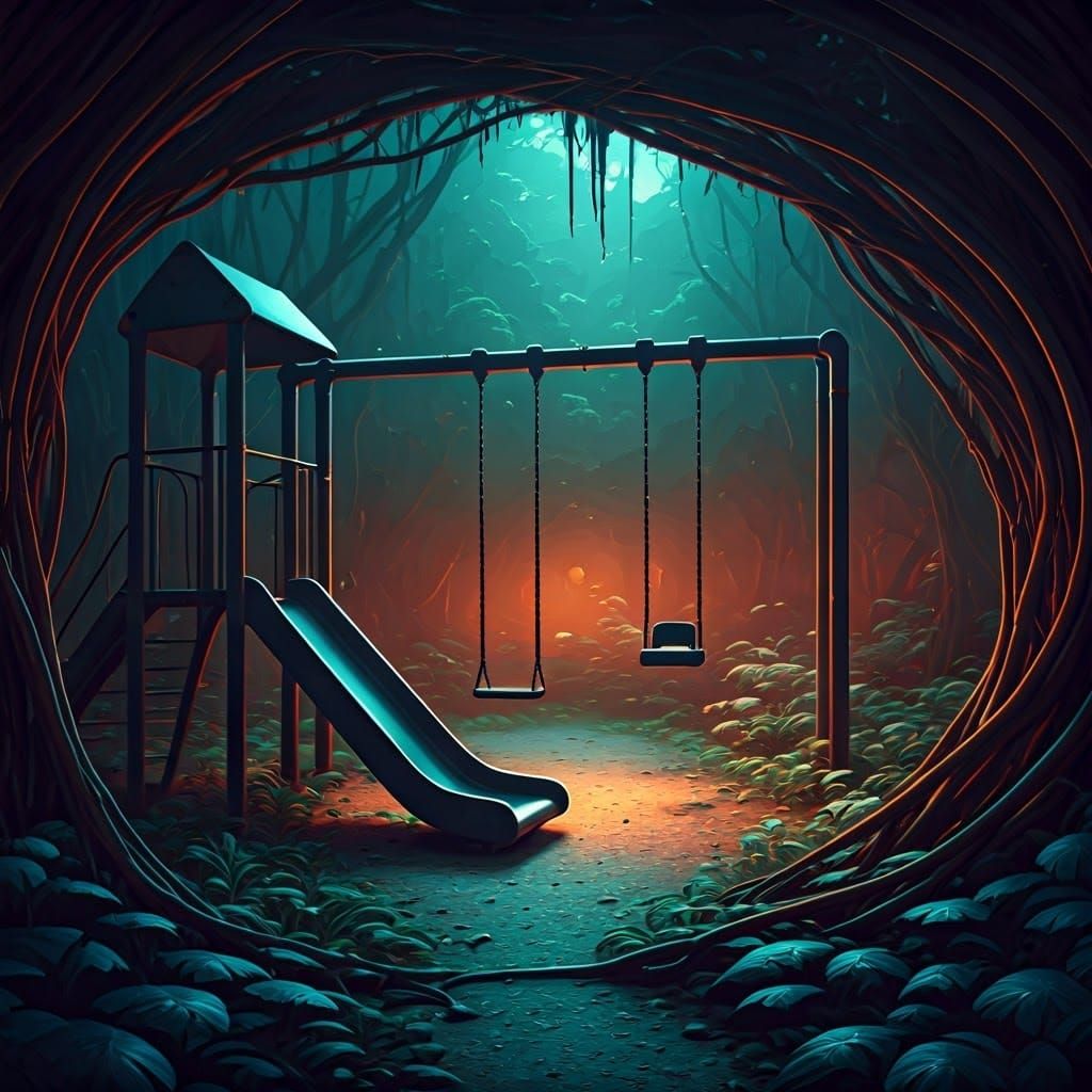 Ethereal Playground Under Dusk: A Dreamlike Oasis