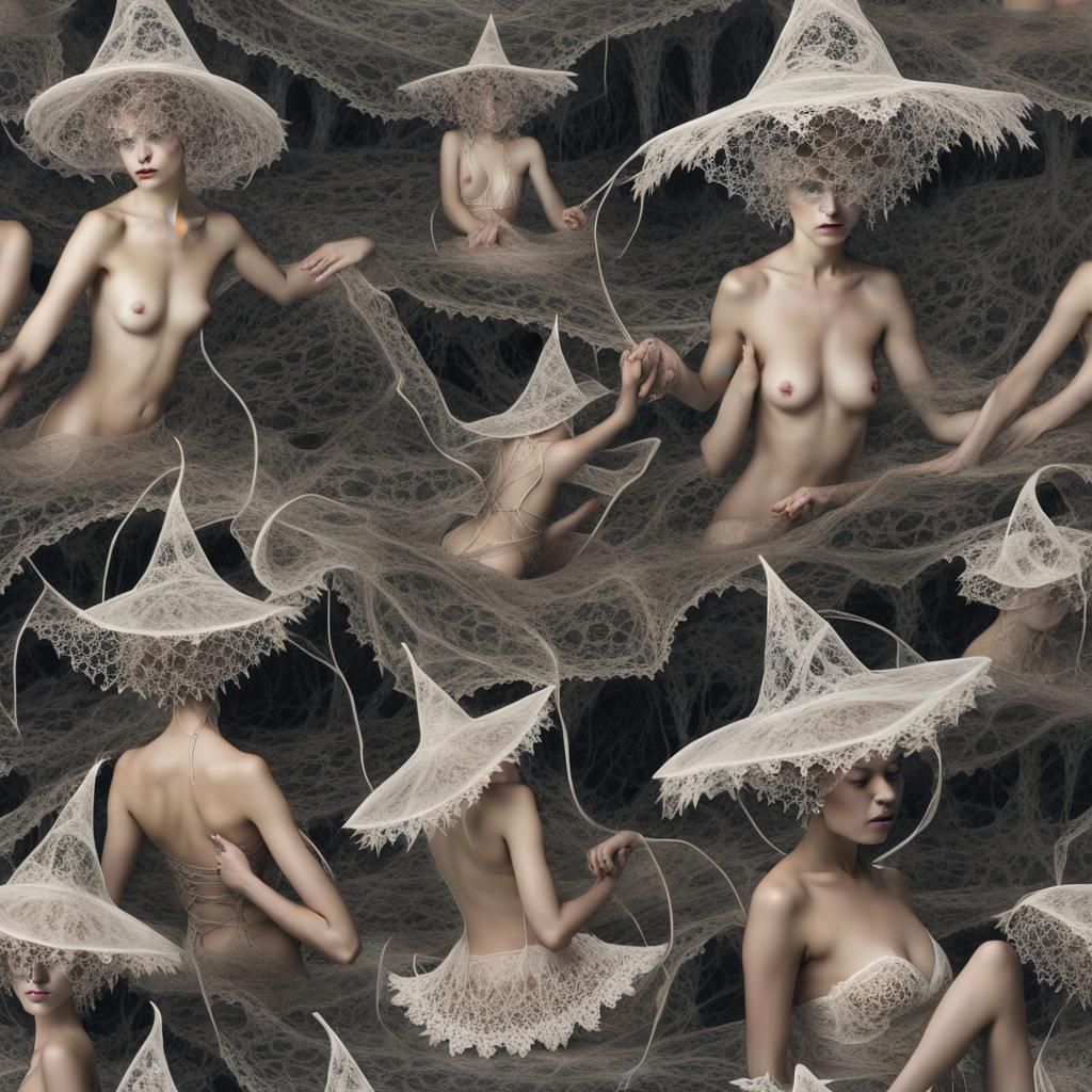Nymphs Bathing in Steamy Forest Pools with Fractal Light