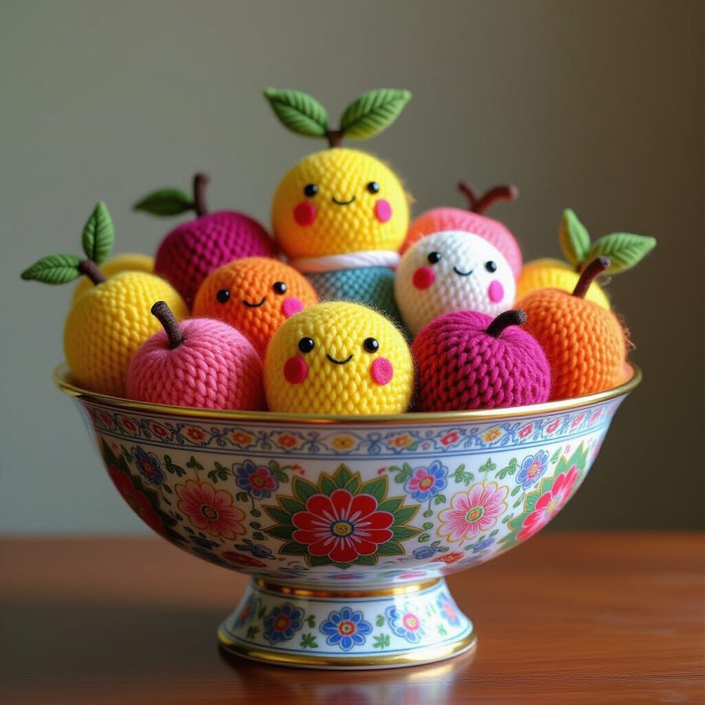 Fruits in Woolen Clothing in Surreal Style