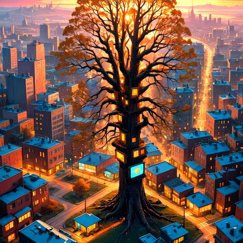 Futuristic Tree in Detailed Matte Painting