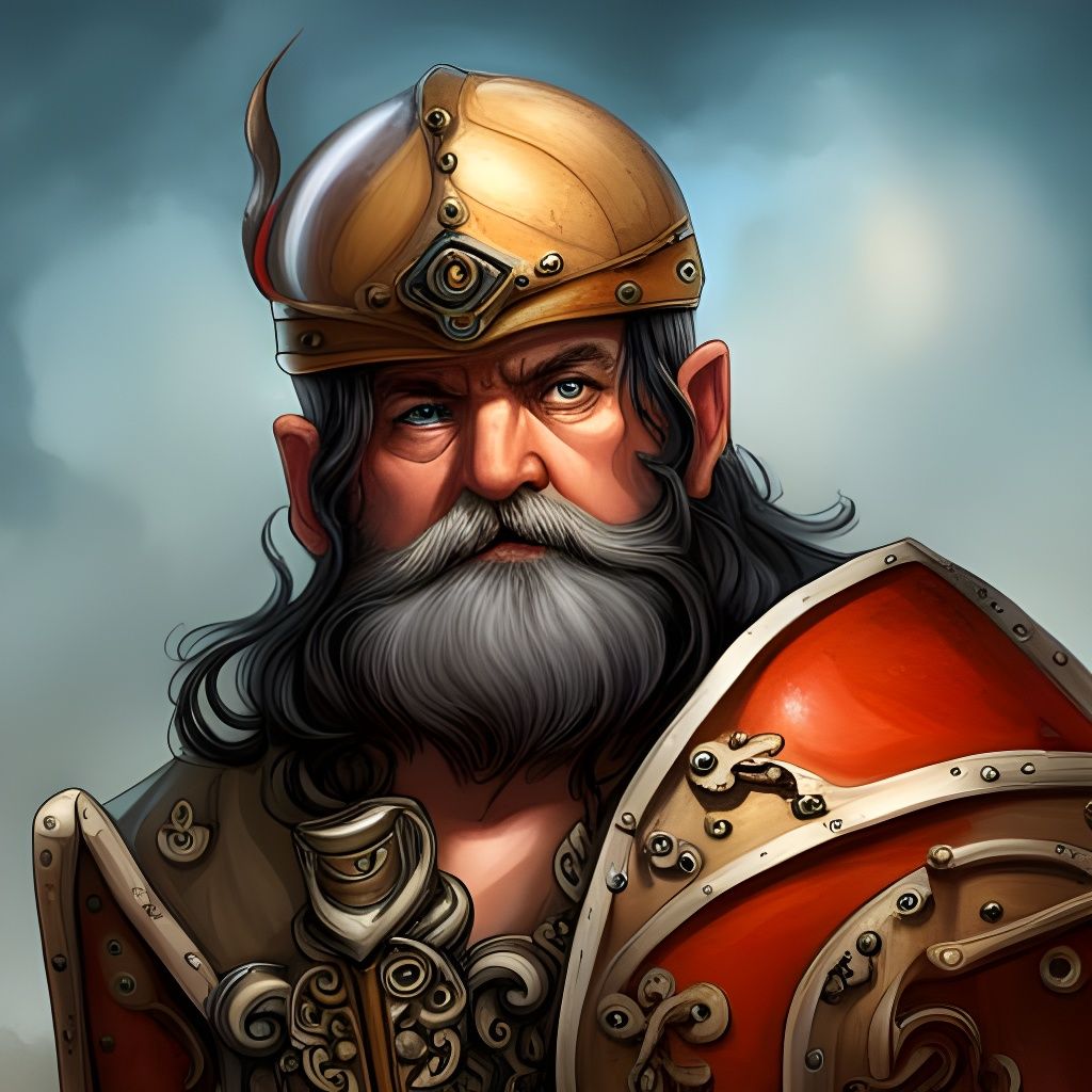 Flamboyant Dwarf Warrior with Black Beard