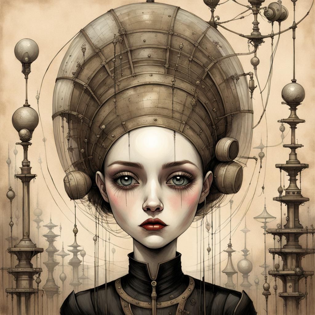 Girl in Expressive Art Brut Style