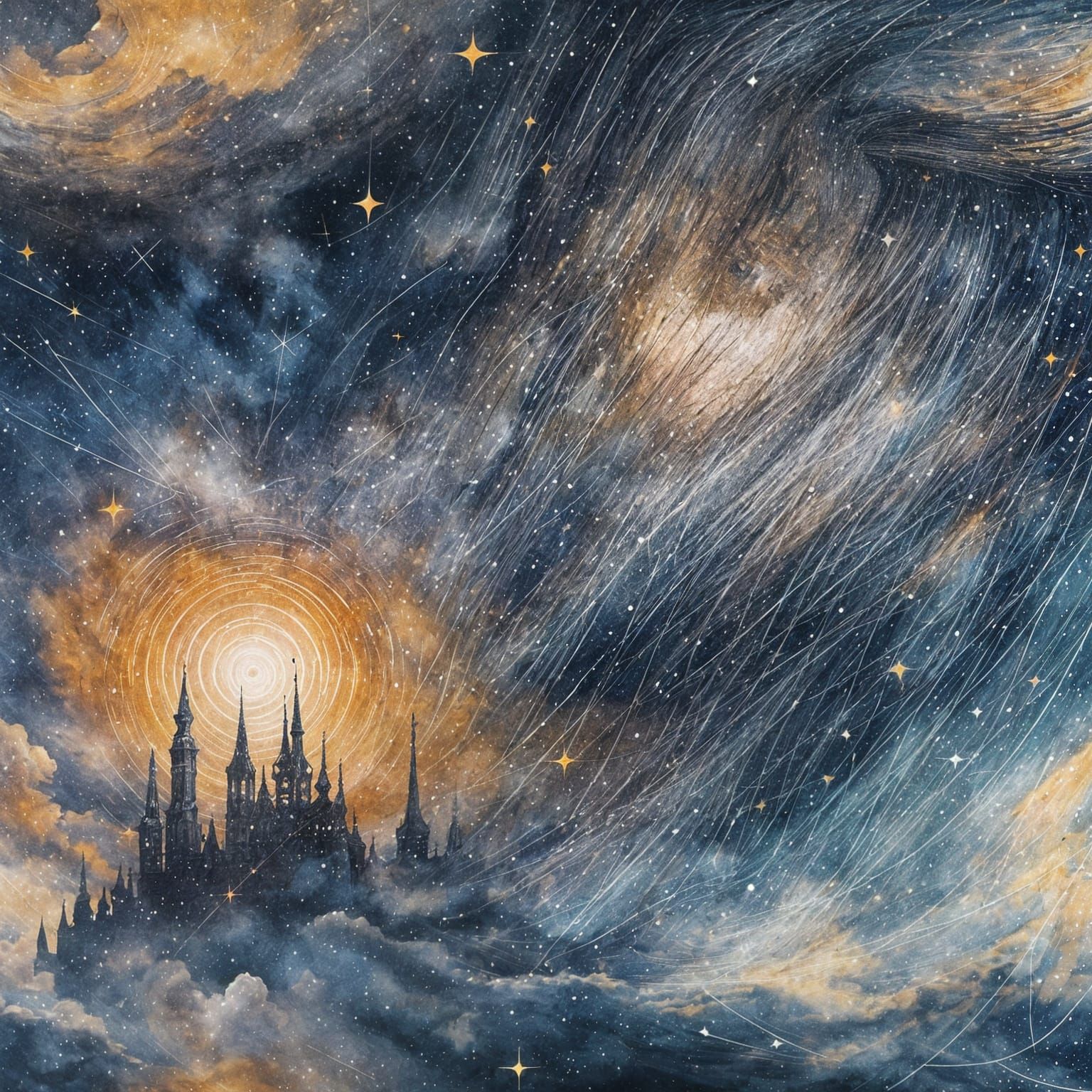 Celestial Portrait in Double Exposure Style