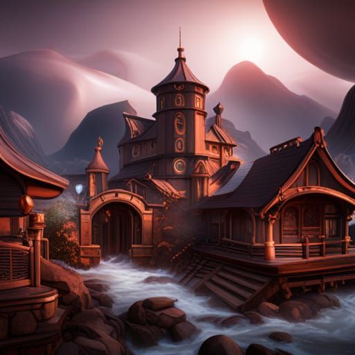 Detailed Chocolate Matte Painting in Deep Color