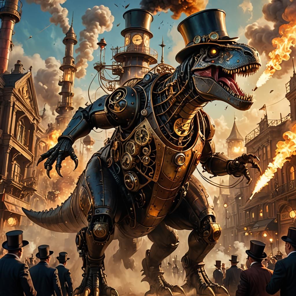 Steampunk Clockwork T-Rex Concept Art