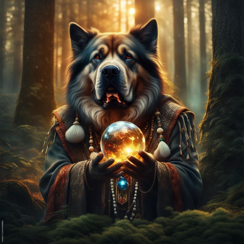 Dog Shaman Dances with Crystal Ball