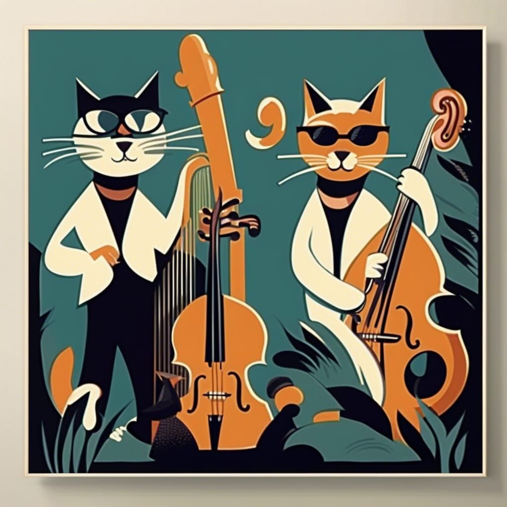 Cool Cats Jazz Band Art Deco Poster