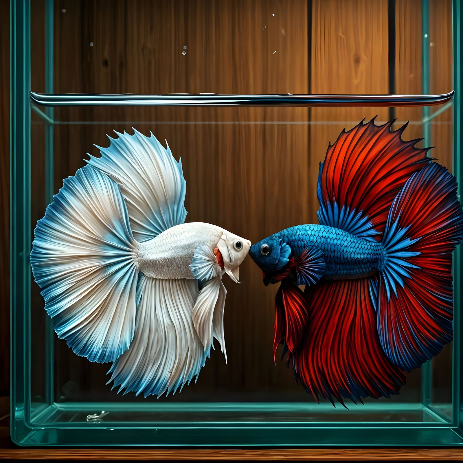 Two Siamese Fighting Fish in Triadic Colors