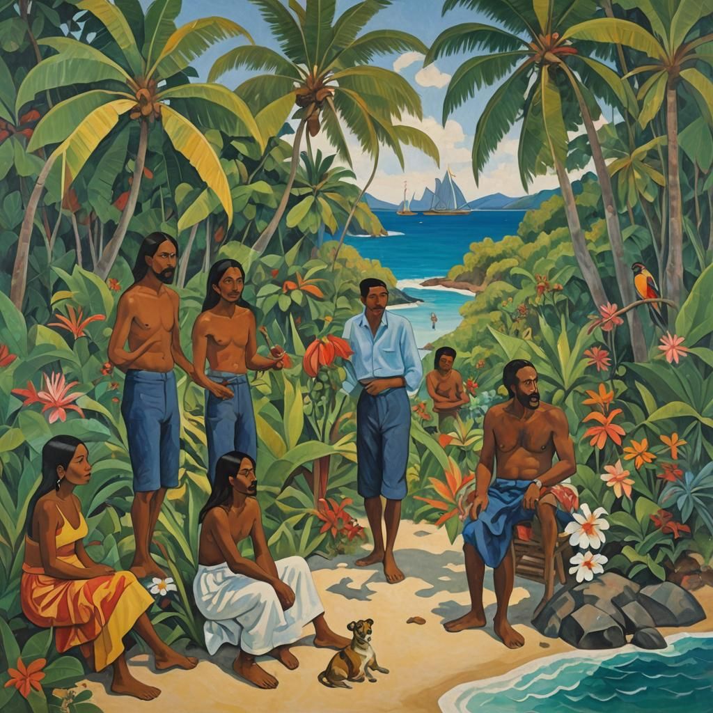 Gauguin's Arrival: Exotic Island Adventure Painting