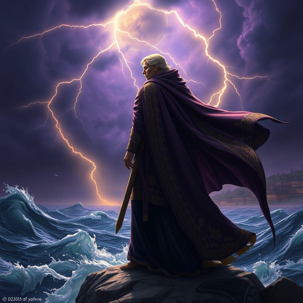 Majestic Figure Threatens Ithaca with Rising Tides in Dark F...