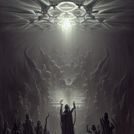 Terrifying Anunnaki Illustration in Gothic Horror Style