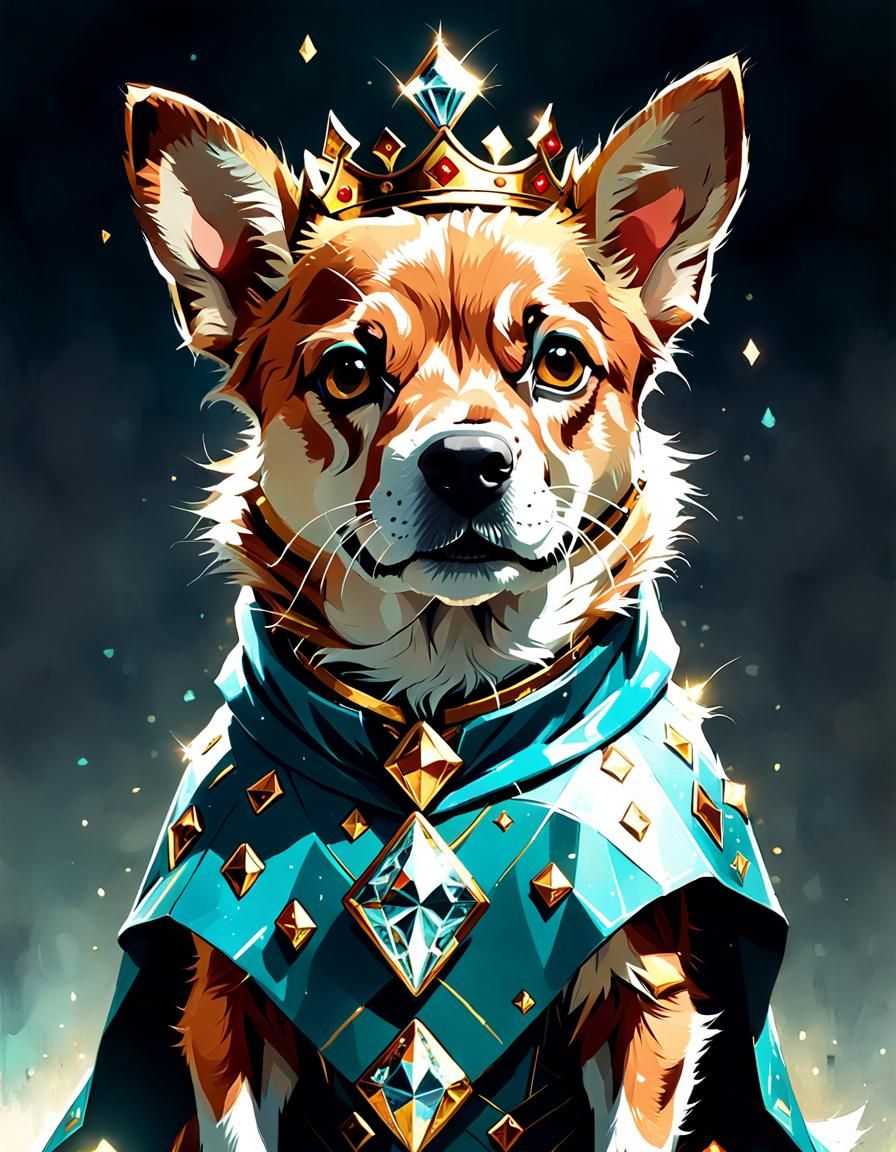 Horgi Dog King of Diamonds: Digital Art