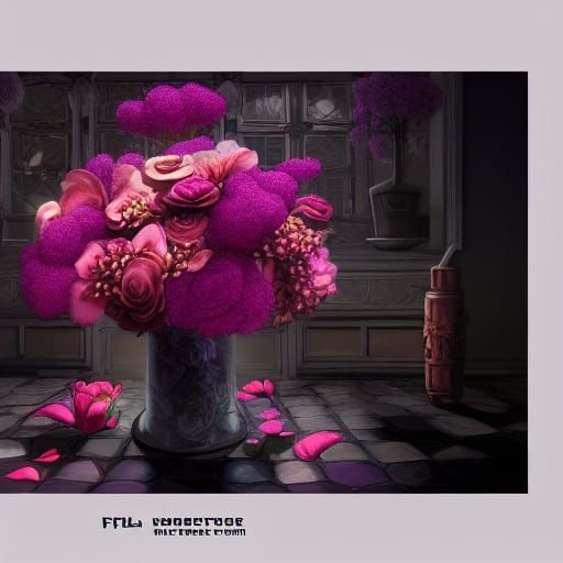 Film Noir Flower Bouquet in Detailed Matte Painting