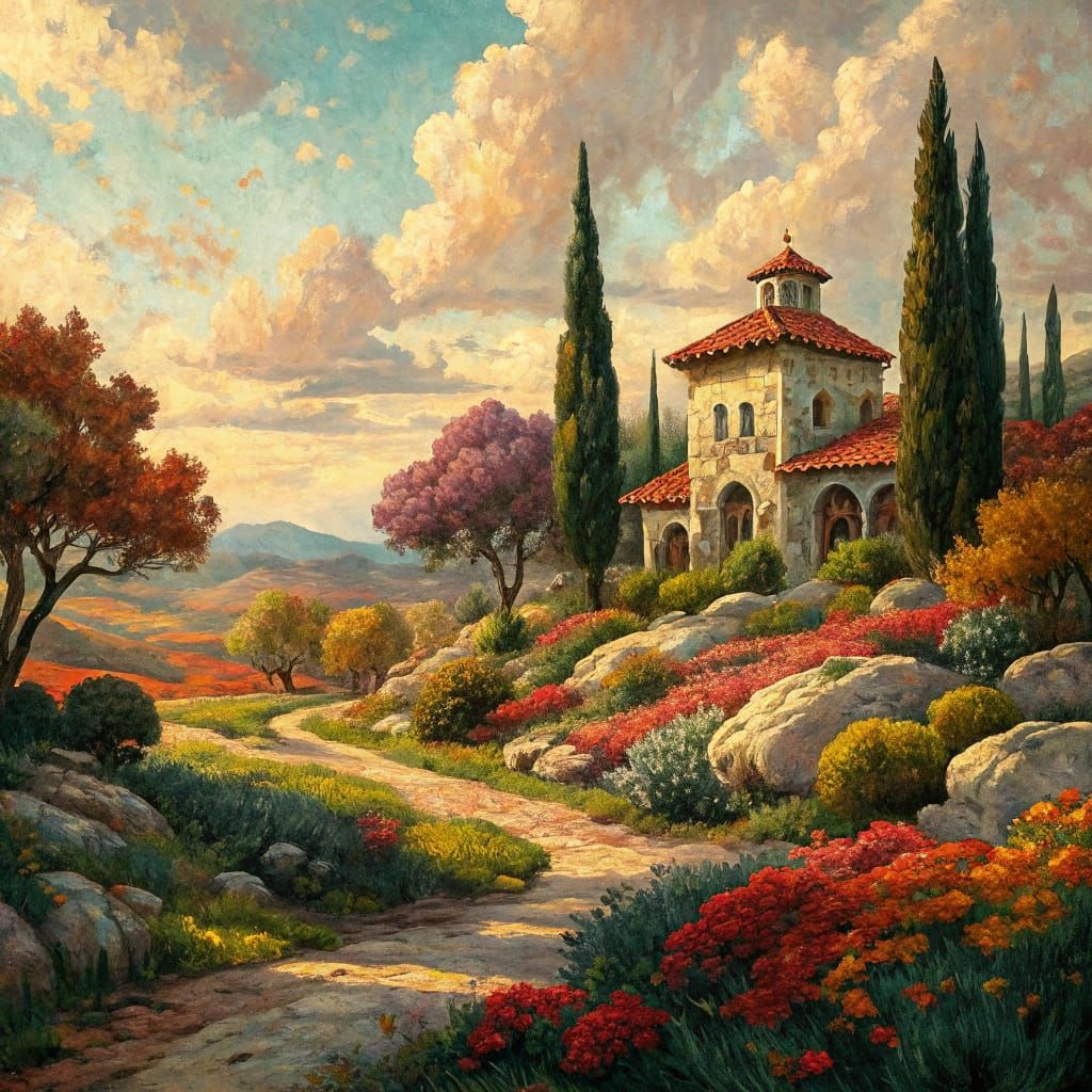 Epic Impressionist Landscape in Gouache and Watercolor