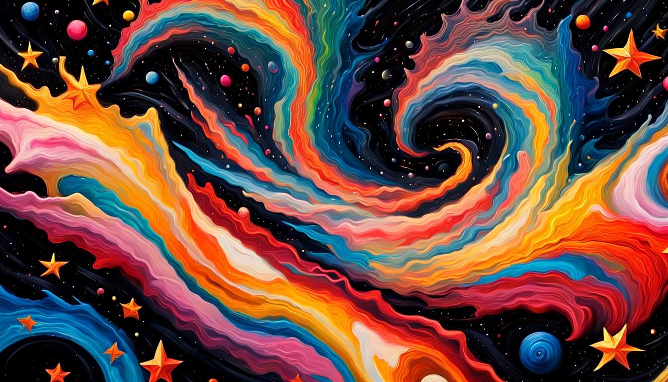 Vivid Celestial Star Cluster in Impasto Oil Paint Style