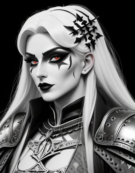 Drag Queen Medieval Soldier in Line Art