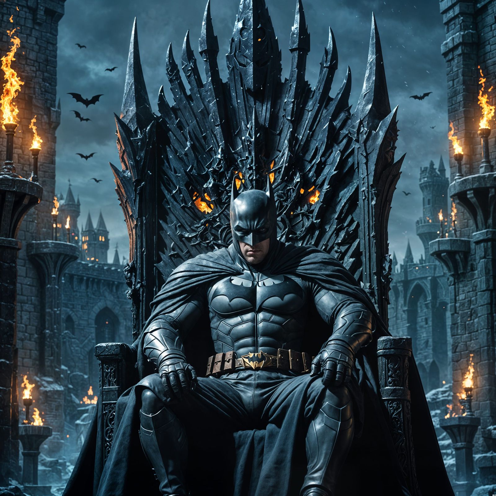 Batman in Epic Fantasy Scene