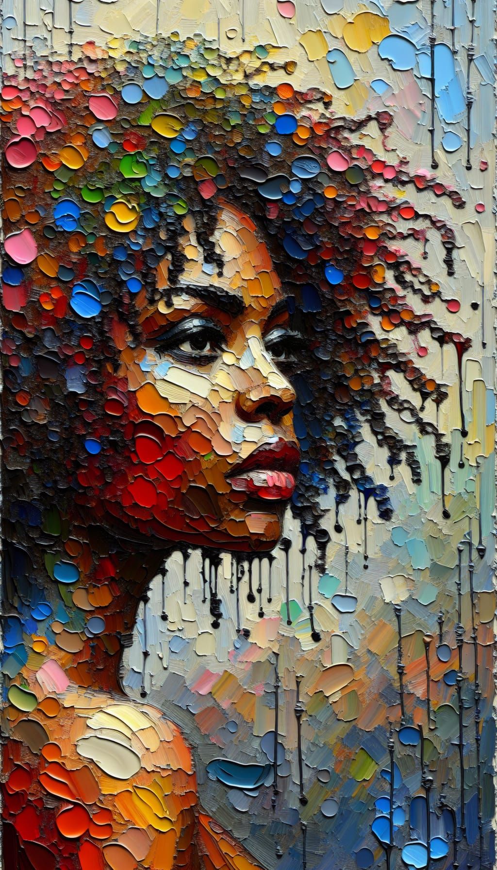 Expressive Impasto Portrait of a Black Woman