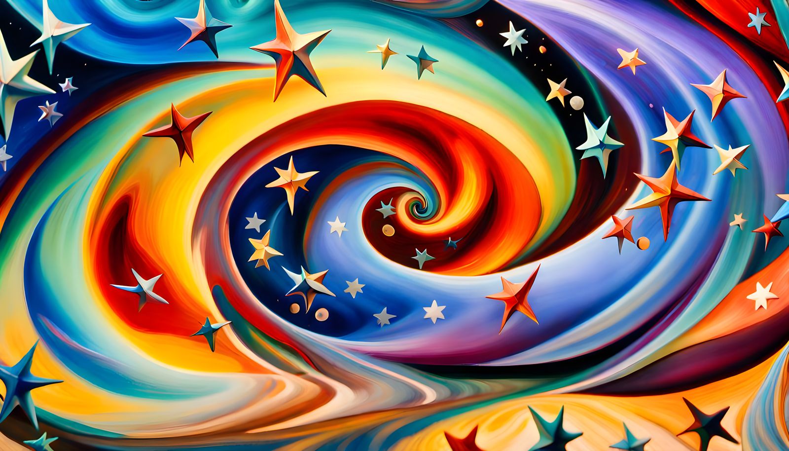 Abstract Expressionist Star Cluster Formation in Oil Paint