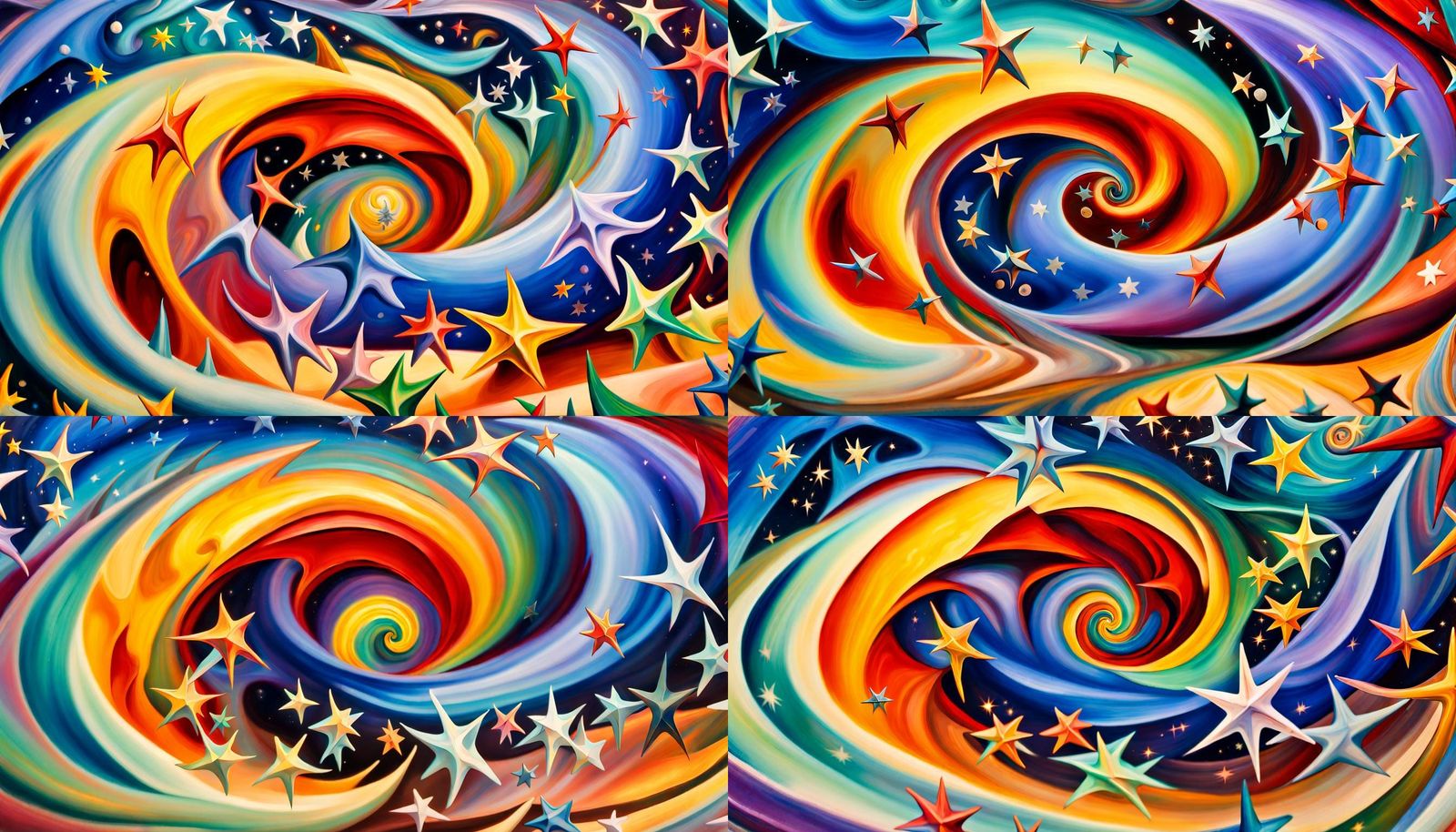 Iridescent Star Cluster in Abstract Expressionism Style