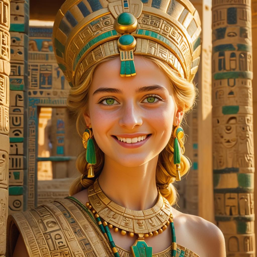 Radiant Princess in Temple of Hathor Portrait