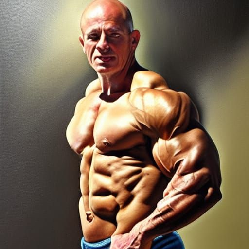 Bodybuilder in Oil Painting Style