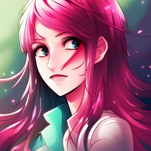 Anime Girl with Candy and Colorful Hair