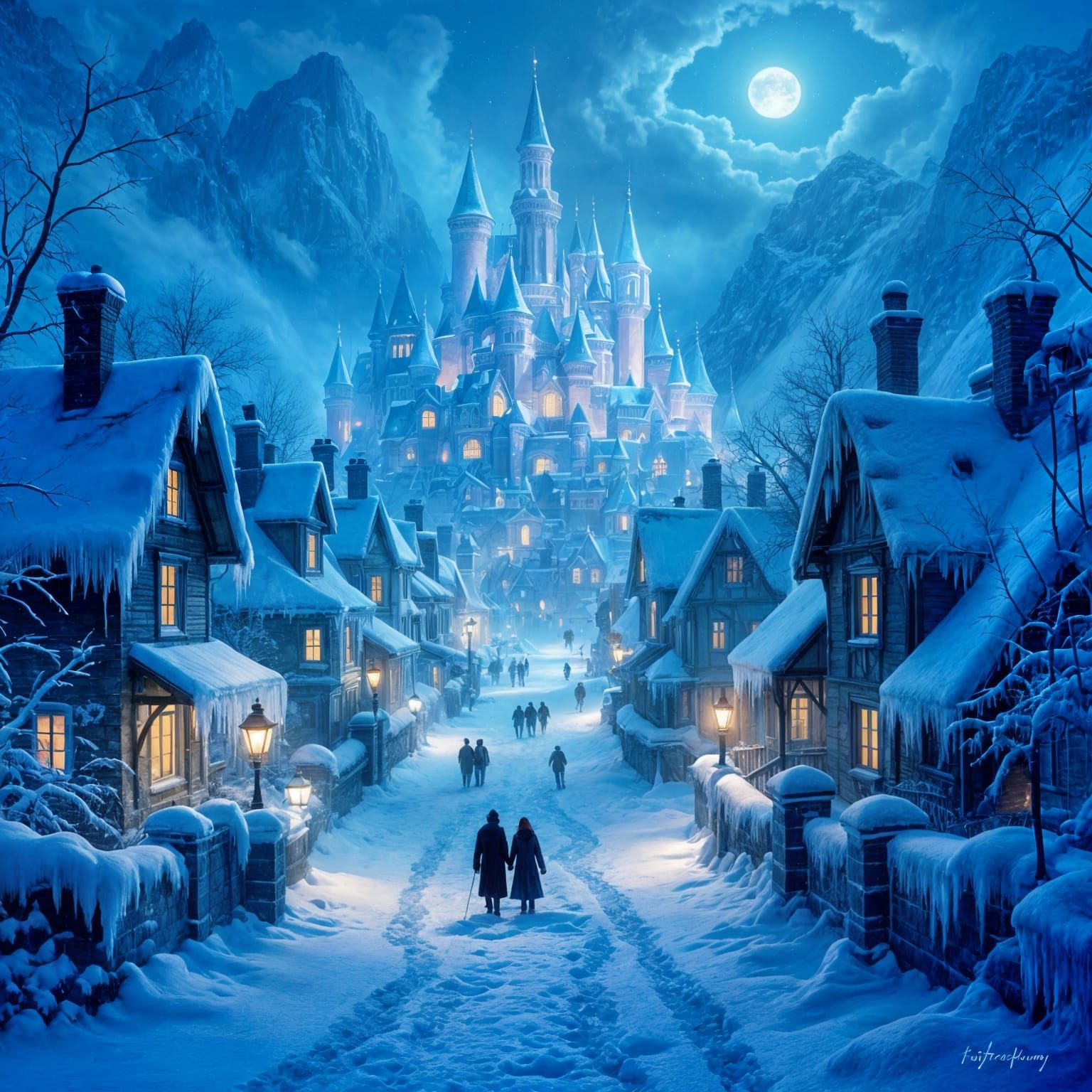 Ethereal Frozen City in Hyperdetailed Mist