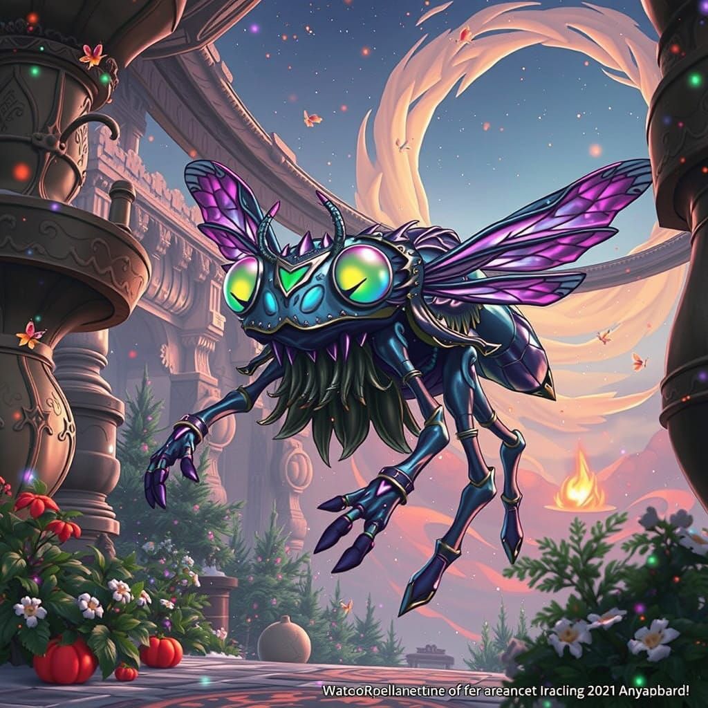 Whimsical Firefly in a Fantastical Snowglobe World