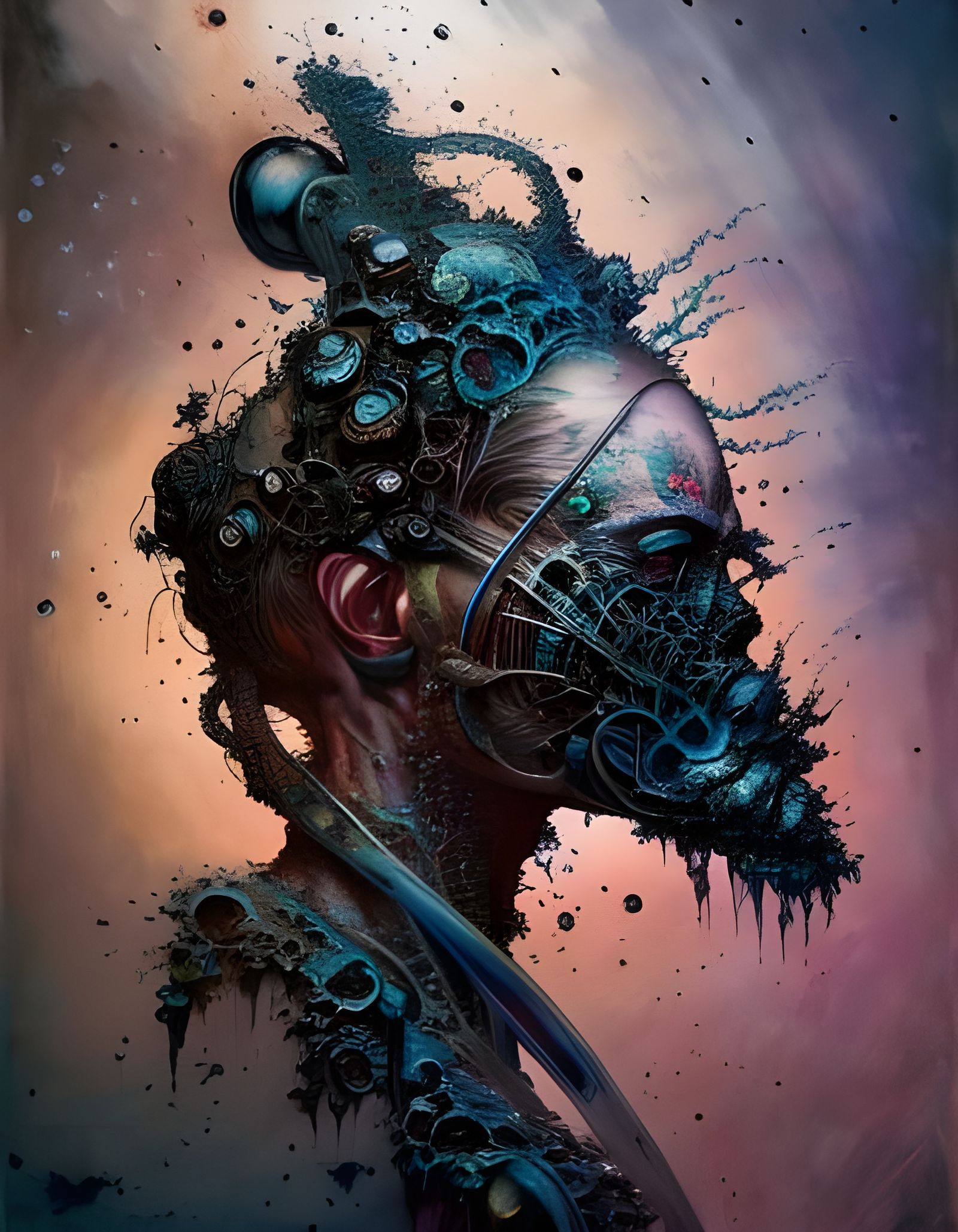 Surreal Sculpture of Distorted Faces