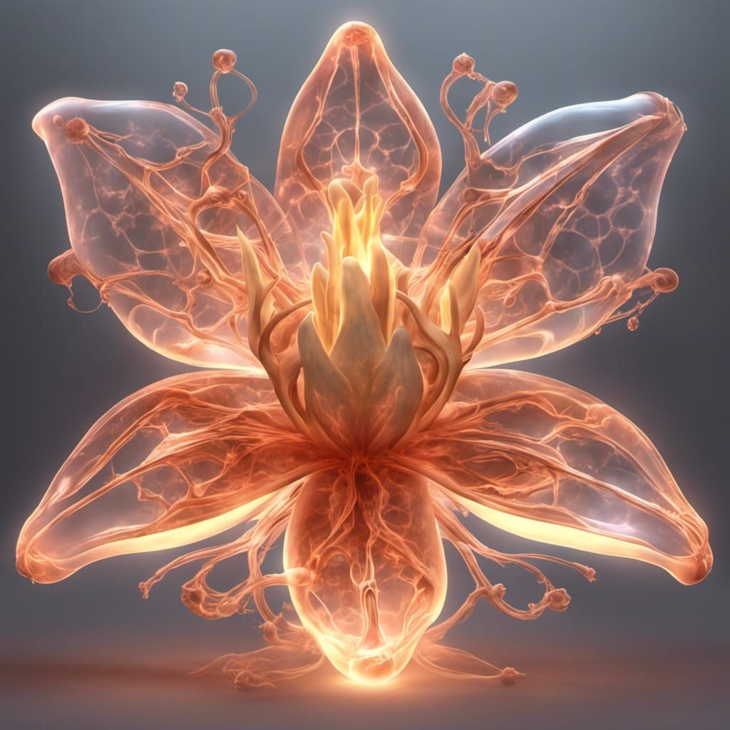 Biouminescent Passionflower Golem Creature in Ghibli Style