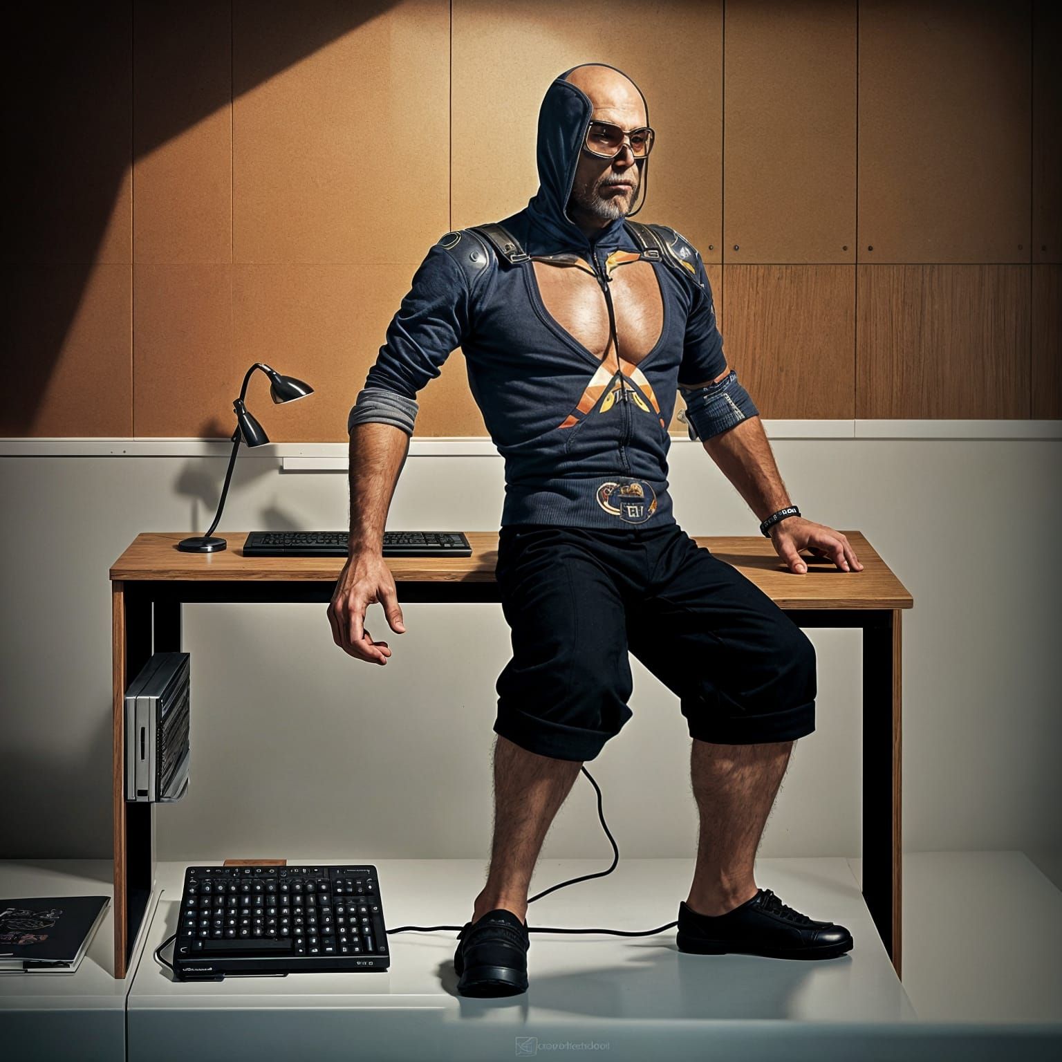 Pixel Art Scene of Dudard Working at Desk