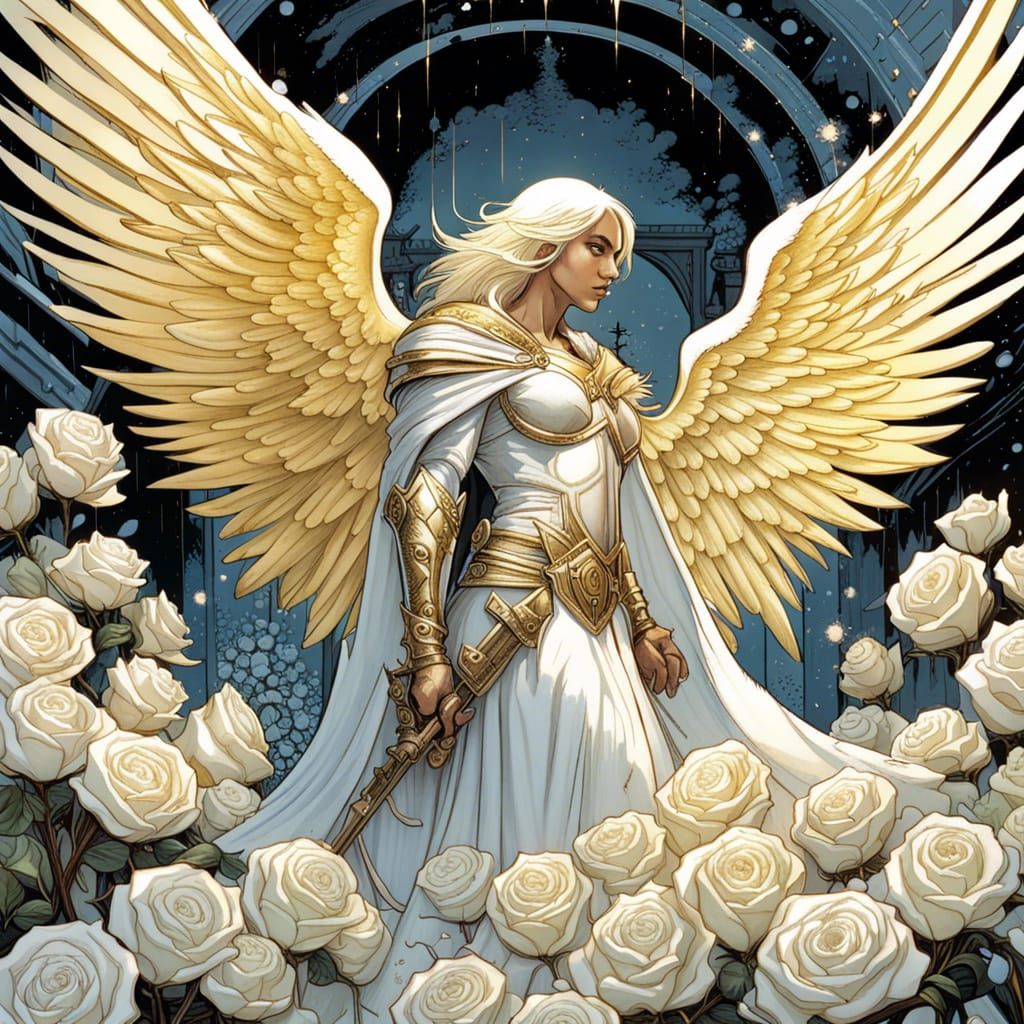 Gothic Angel Knight in Golden Sunlight