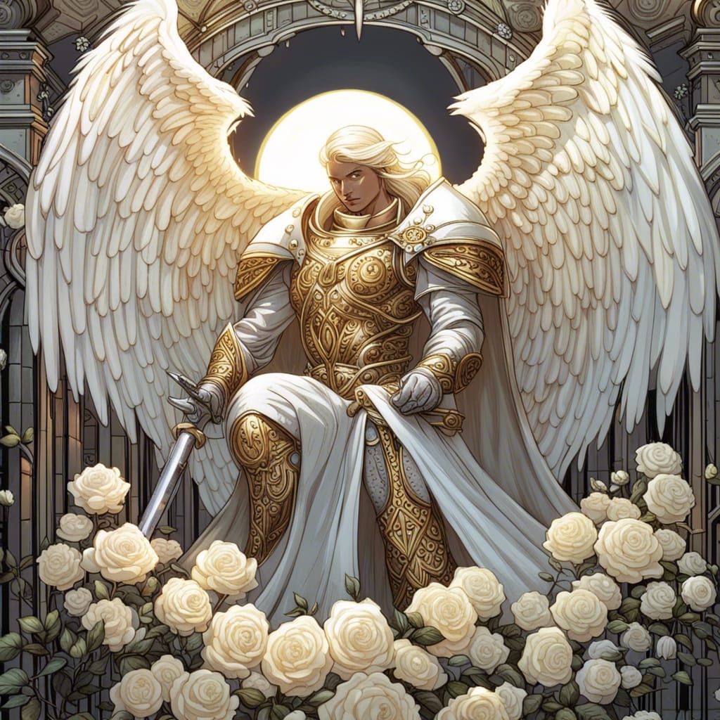 Gothic Angel Knight in Golden Sunlight
