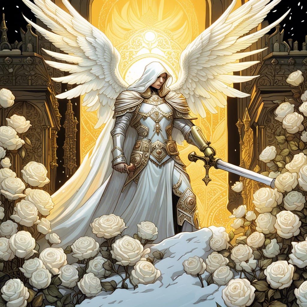 Gothic Angel Knight in Golden Sunlight