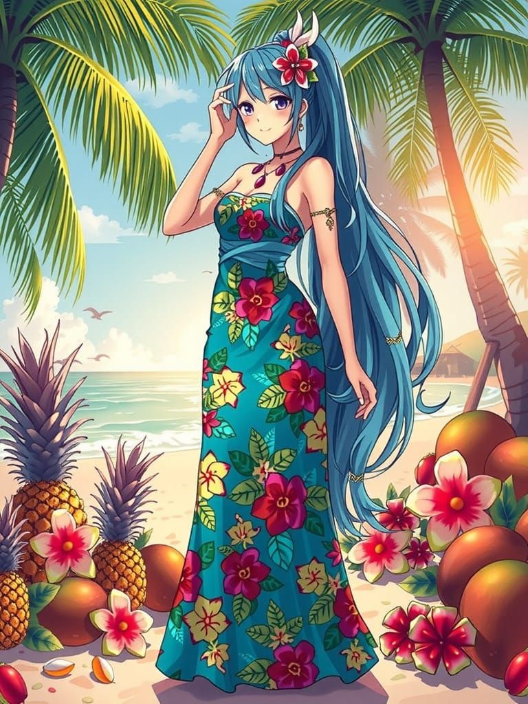 Hatsune Miku in Tropical Paradise Manga Art