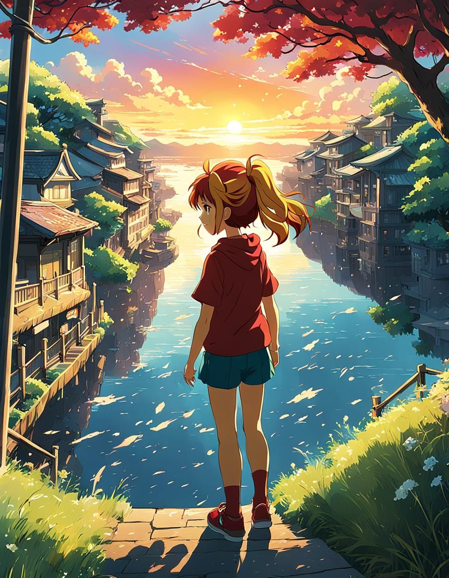 Sunset Shimmer in Studio Ghibli Anime Style